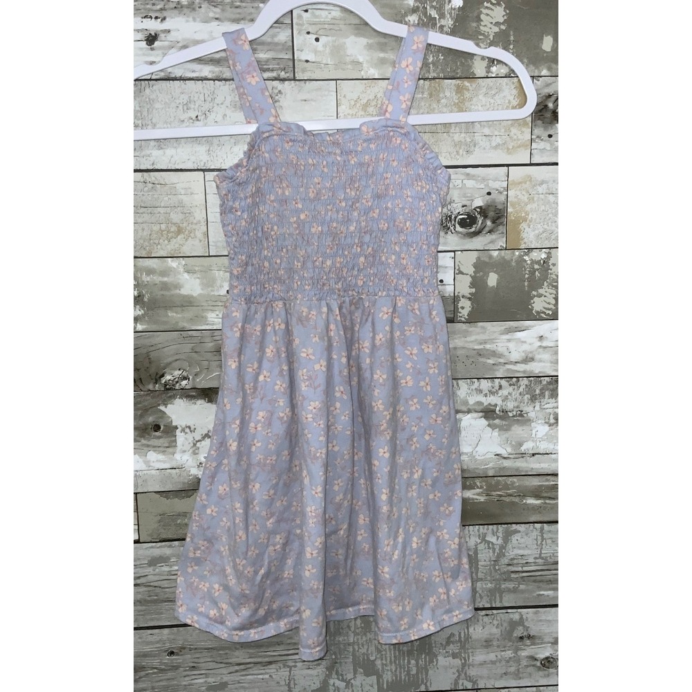 Oshkosh B'Gosh‎ Girls Blue Sleeveless Floral Smocked Sundress Size 6/6X